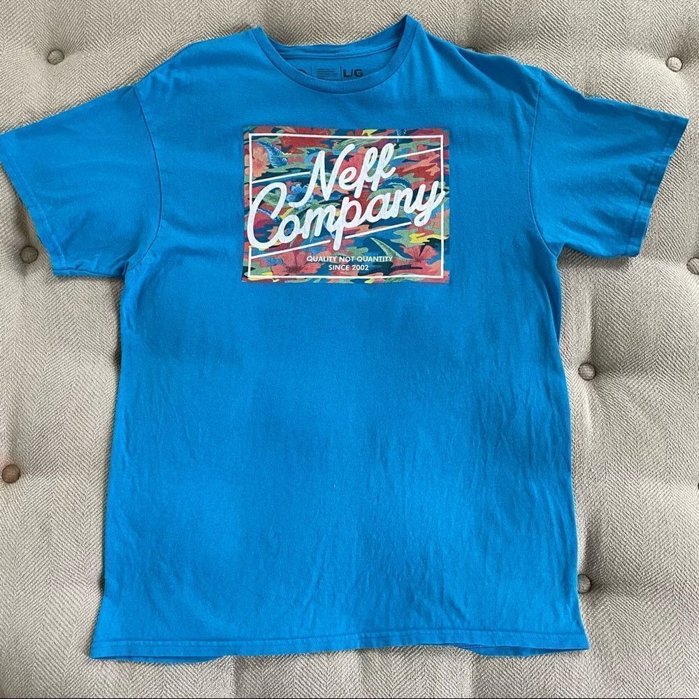Neff Company Blue Short Sleeve Graphic Tshirt L